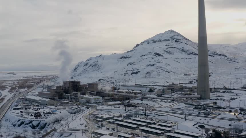 Buildings in a rural area is displayed in winter