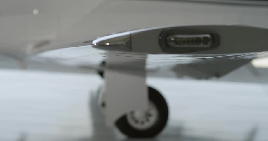 Close up of an airplane wing while grounded