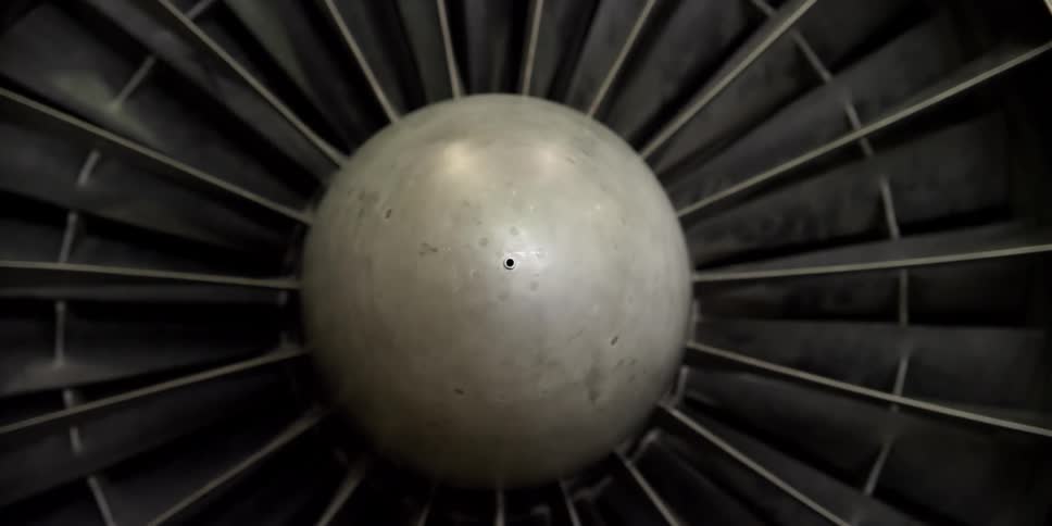 A metal sphere on a jet engine