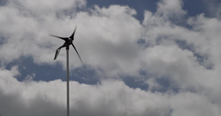 A motor on a wind turbine turning