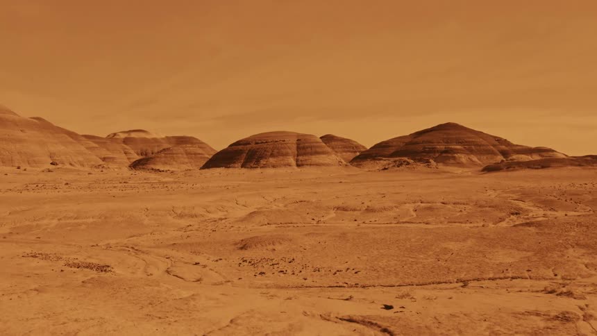 flying over surface of mars