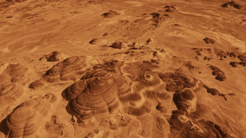 Aerial view of dunes in a deserts of Mars
