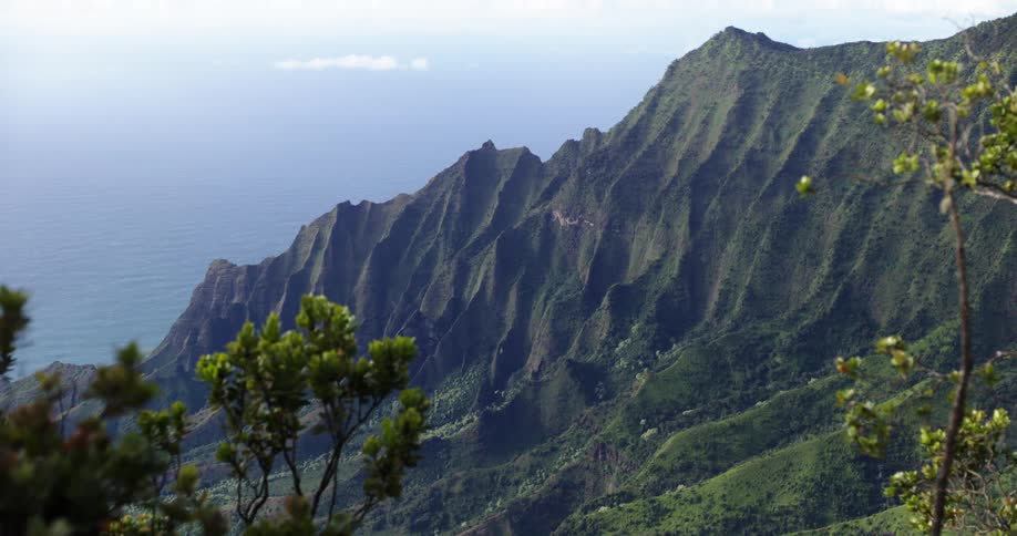 Mountain range near the ocean in a tropical island