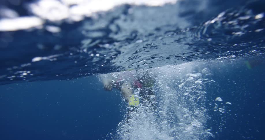 A person is swimming in the water