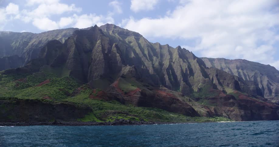 Mountain range on the coast of a tropical island