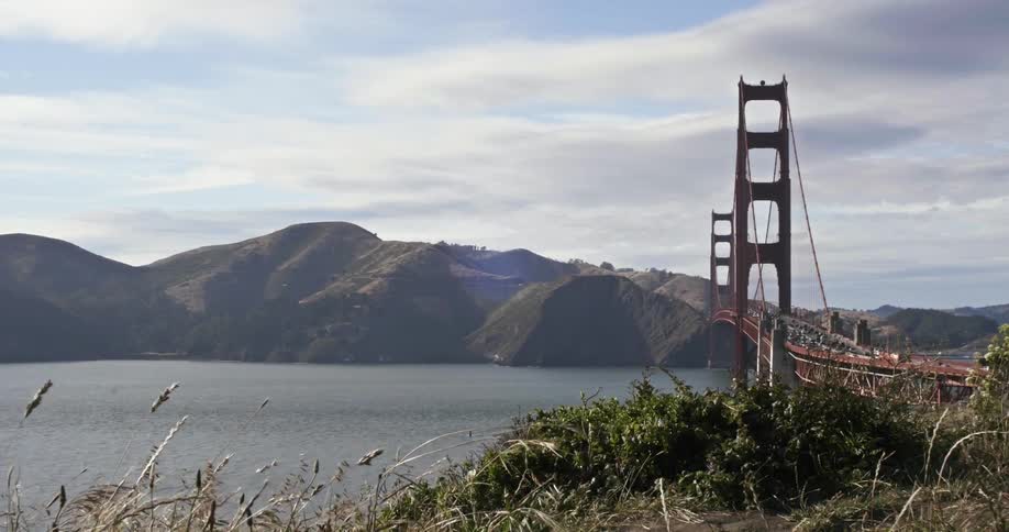 View of a bridge from a windy hill