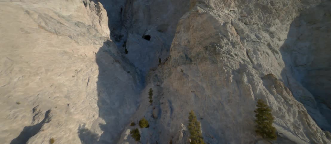 Aerial view of a steep rocky mountain