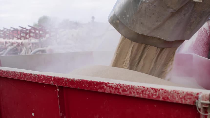 Cement coming out of a machine