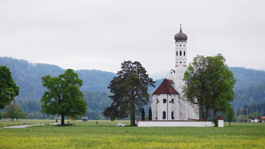 Baroque church of saint coleman in the village of schwangau in southern bavaria