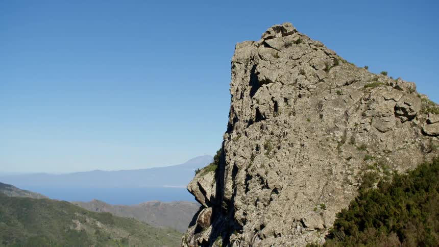Aerial view of a escarpment peak of a mountain