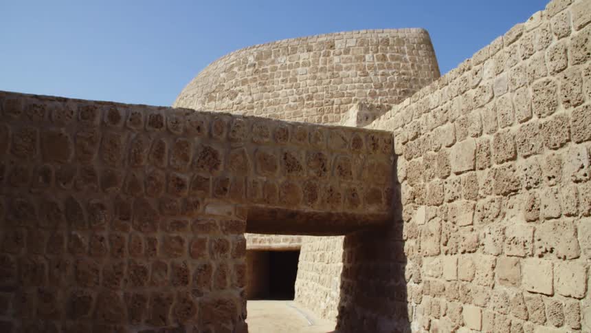 Close up view of a brick building