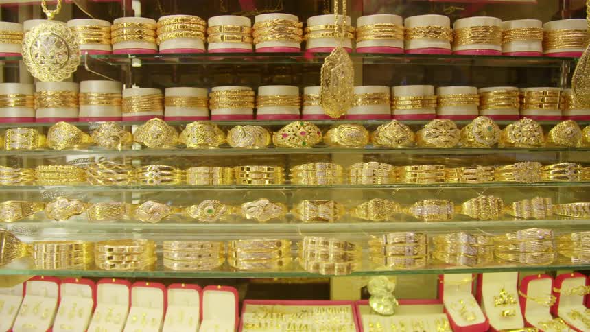 A display case in a jewelry store