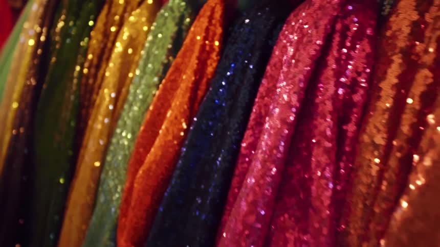 Material in a fabric store