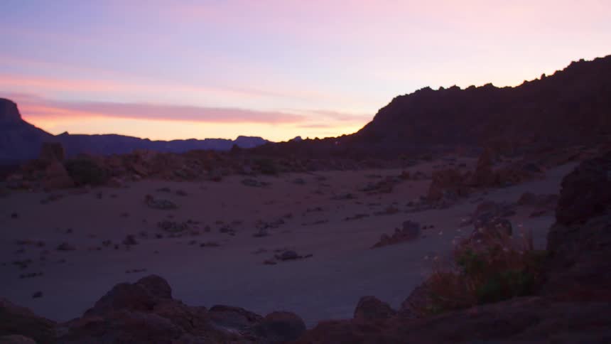 Landscape view of a desert at dusk