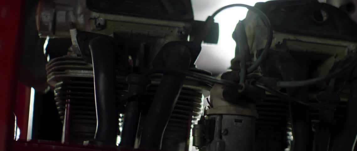 Closeup of a vintage aircraft engine