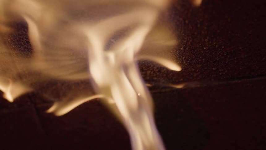 Flames burning on a floor