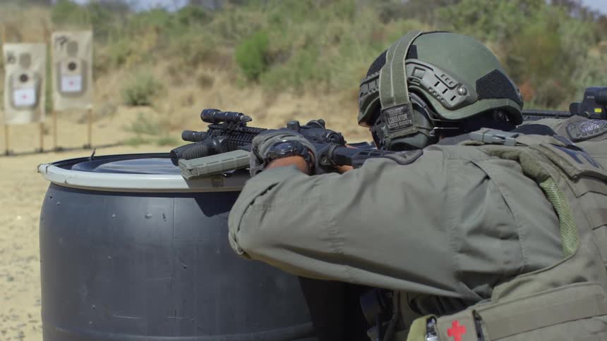 Police are at target practice firing their rifles