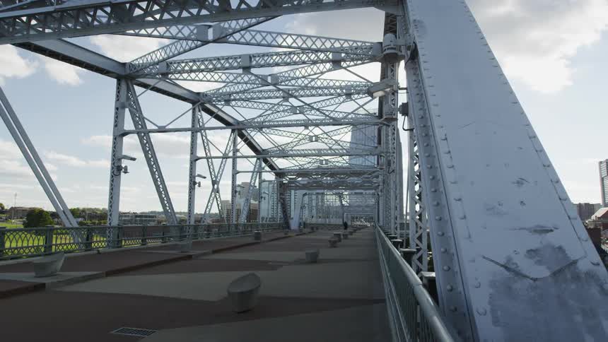 Close up of a bridge in a city