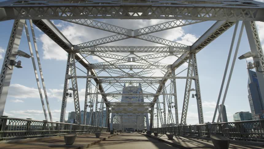 City skyline seen from the cumberland bridge in nashville