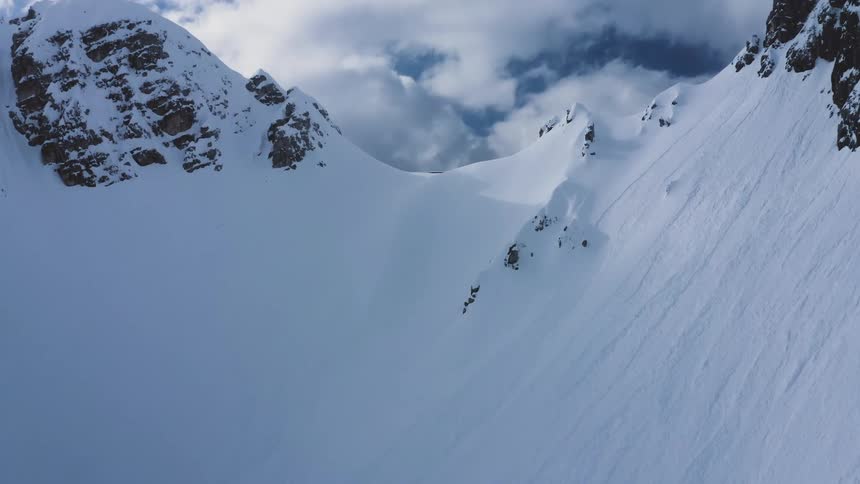 Aerial view of a snow covered mountain