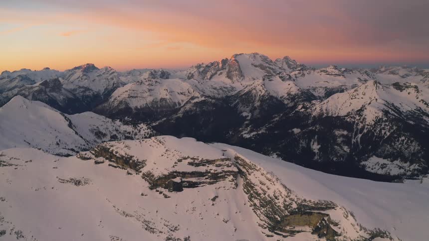 A snow covered mountain range