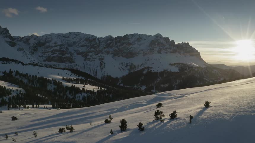 Aerial view of snow covered mountains