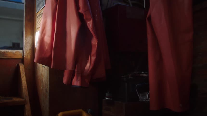 Clothing hung indoors moves around