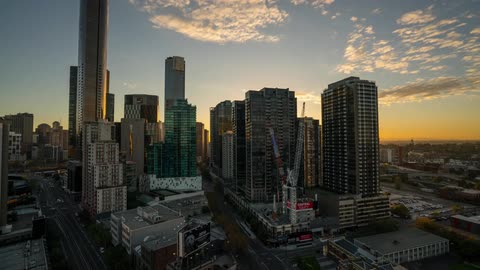 Timelapse of a City Skyline as the sun rises