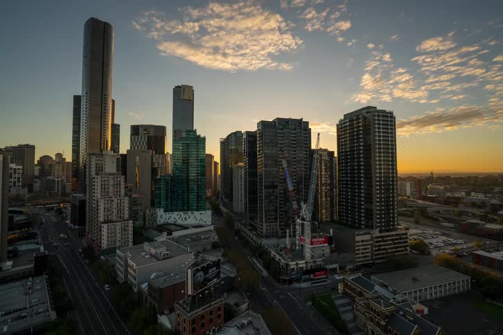 Timelapse of a City Skyline as the sun rises