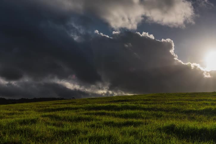 Timelapse of clouds gathering and blowing over a field
