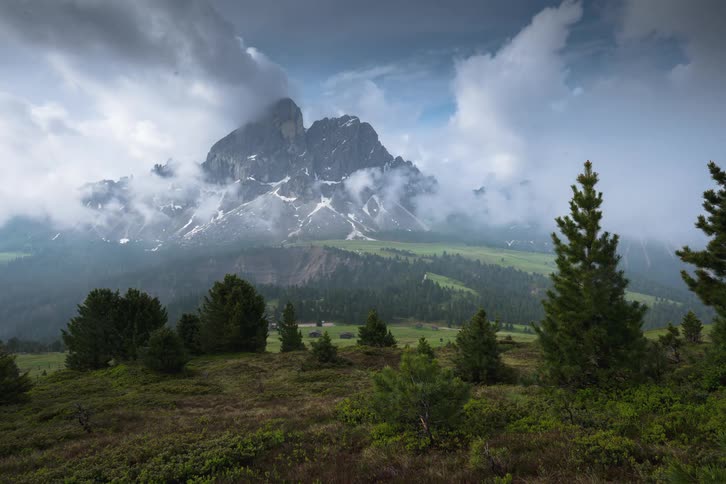 Timelapse of clouds moving over a mountain range