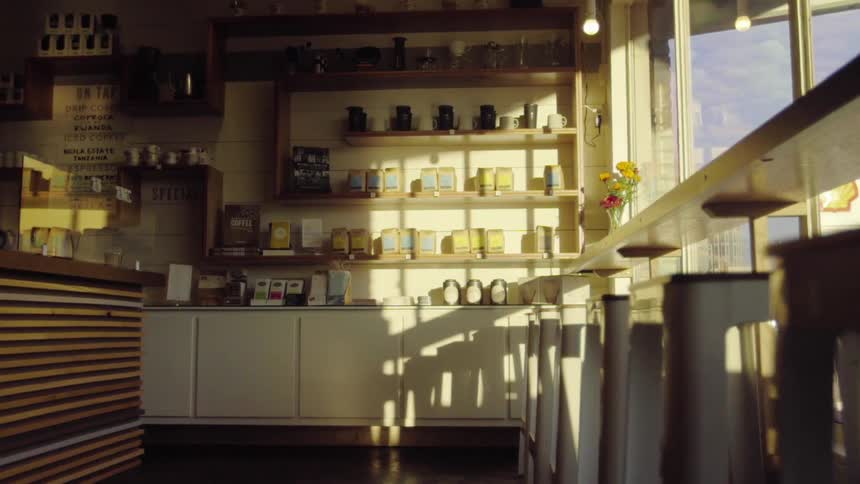 Products fill a shelf inside of a store