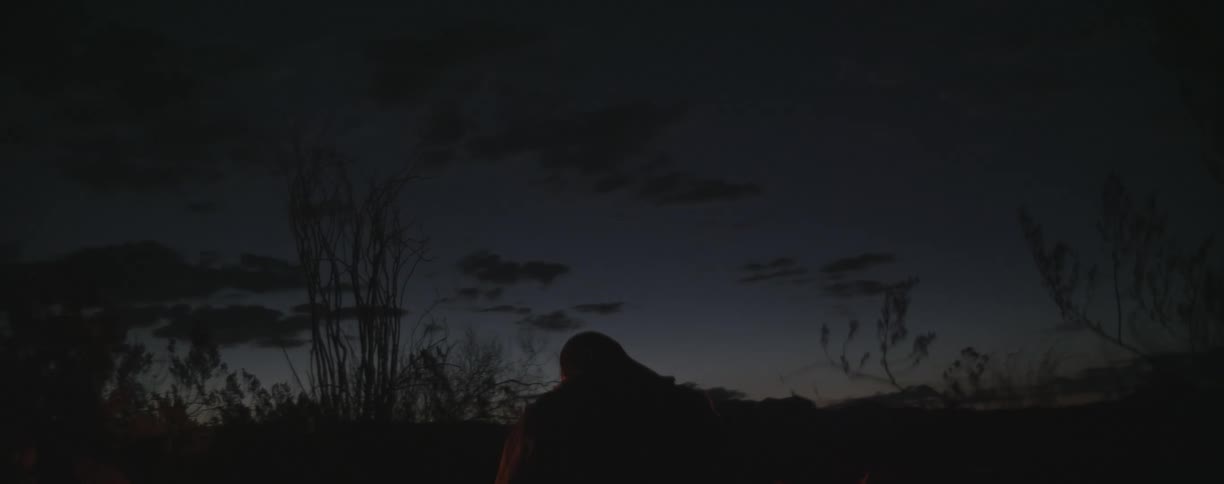 A person is starting a campfire at sunset