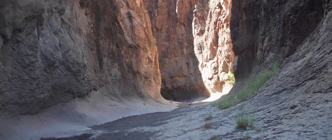 There is a path in the canyon