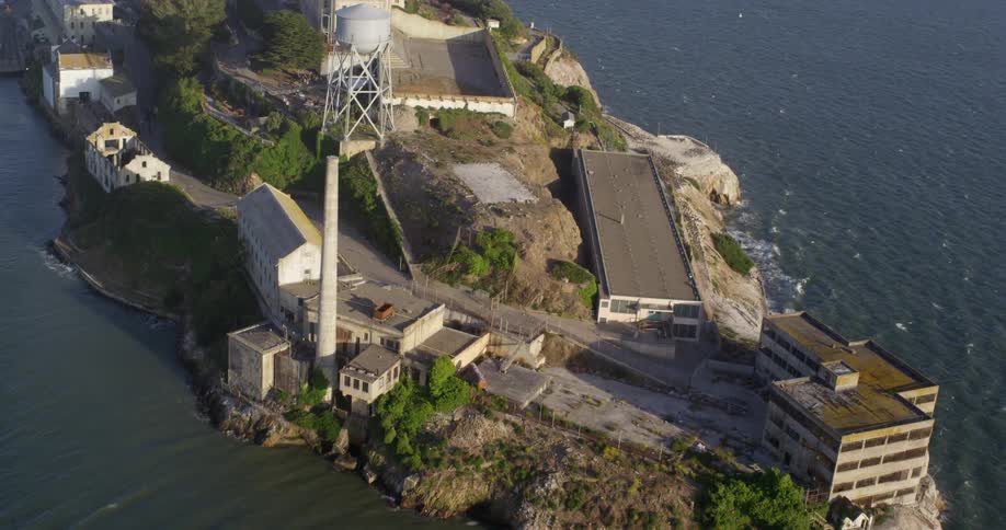 Alcatraz prison sits on an island in the bay near san francisco