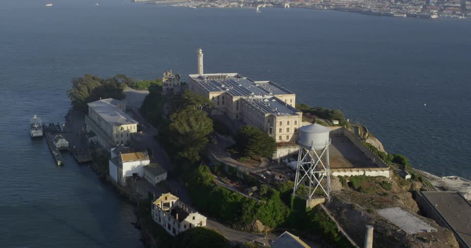 Aerial view of alcatraz island in san francisco bay