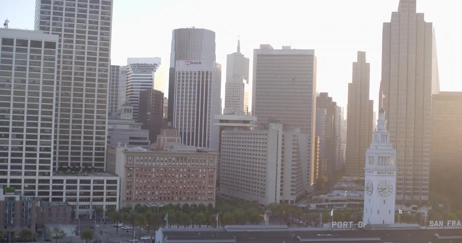 A port sits next to a downtown area of san francisco