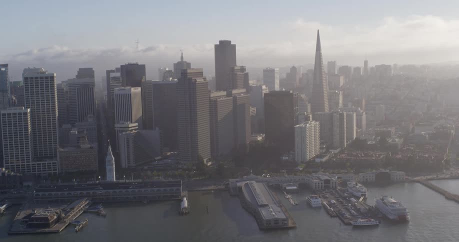 The coast and harbor of a metropolis during the day
