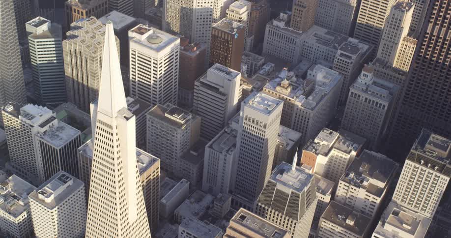 Skyscrapers and high rise buildings constitute a large urban downtown area