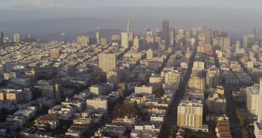 The smog is covering the large city