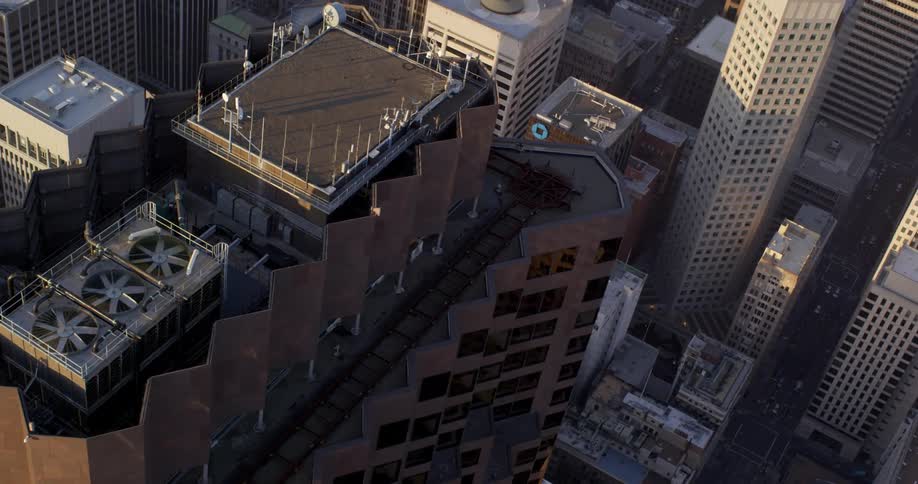 The roof of a skyscraper in a metropolis