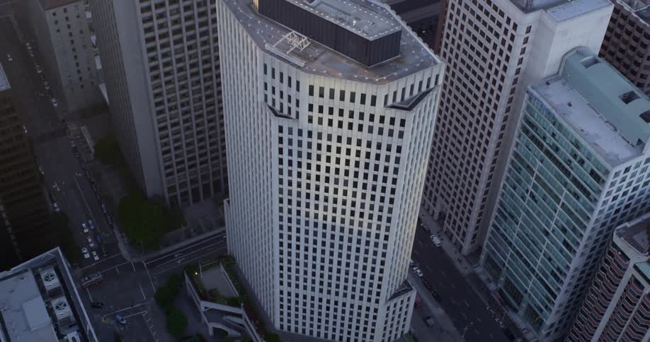 Aerial view of skyscrapers in city downtown