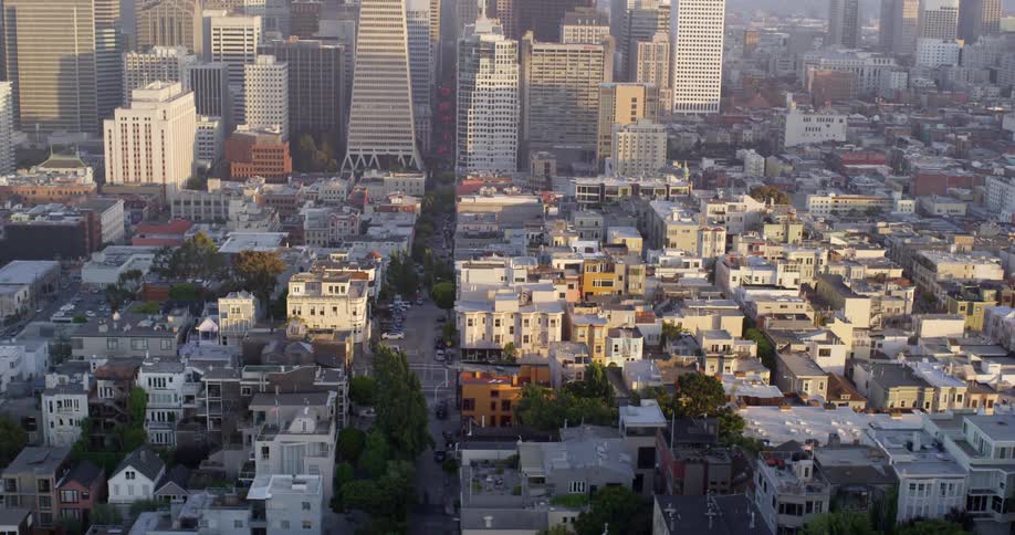 An urban neighborhood sits right outside a downtown city area