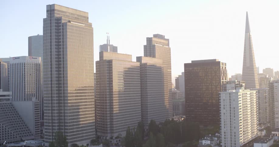 Aerial view of san francisco city downtown at morning