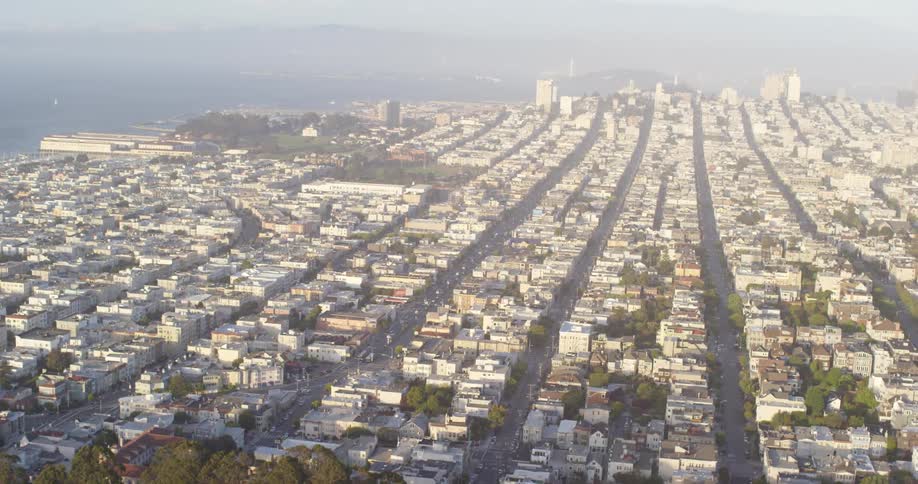 Blocks of neighborhoods stretch off into the distance
