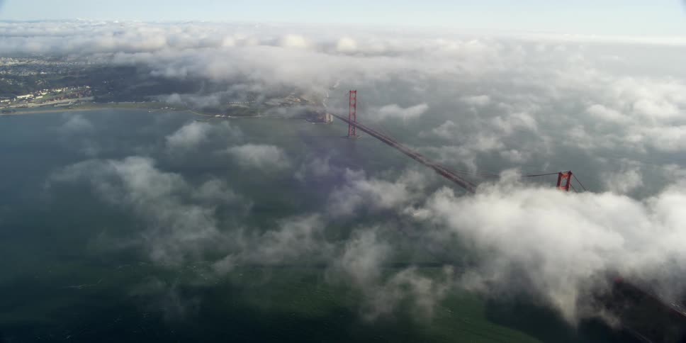 Aerial view of the golden gate bridge in san francisco under the clouds