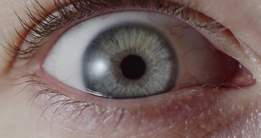 Close up of a human eye opening wide