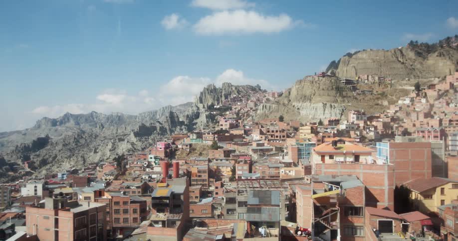 An aerial view of a third world country is displayed