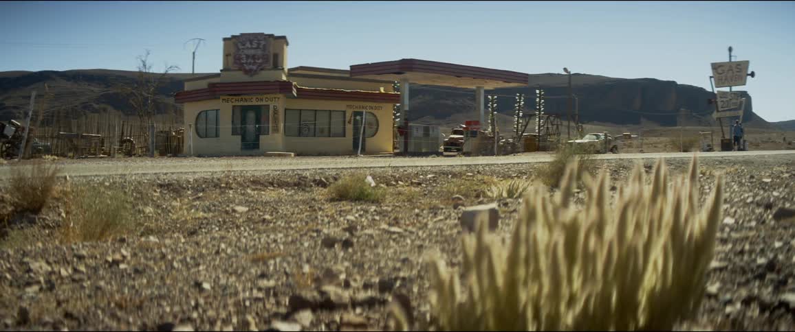 View of an abandoned business in the desert