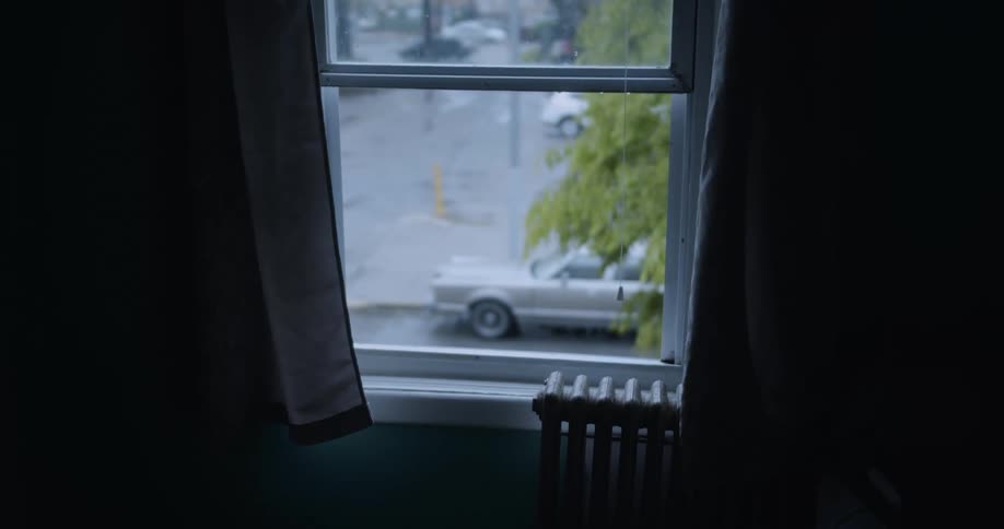 The view of cars out of a home window
